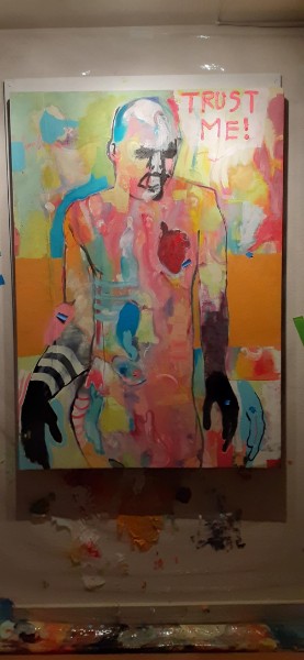 Trust Me painting photographed in the studio