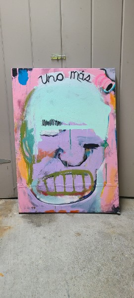 Alternate studio view of the Uno Más painting